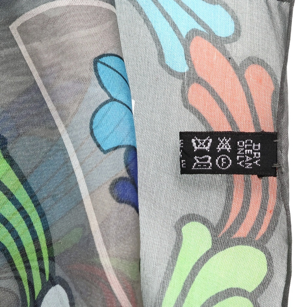 CHROME HEARTS(クロムハーツ) FLRL CRS PRINT SCARF マルチフローラルクロス プリントシルクスカーフ グレー/マルチカラー レディース
