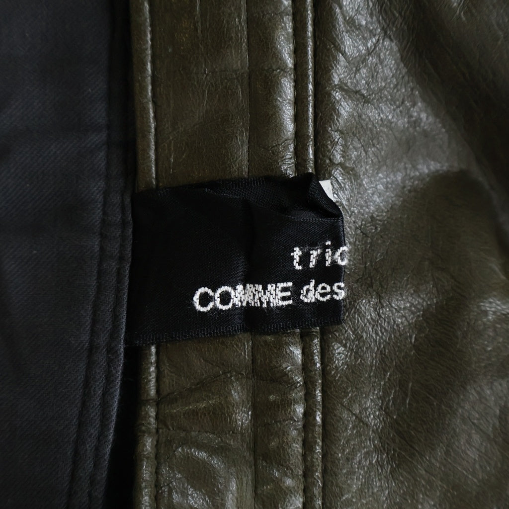 COMME des GARCONS(コムデギャルソン) 01AW AD2001 フェイクレザー ミディアム フレアスカート カーキ レディース TD-S067