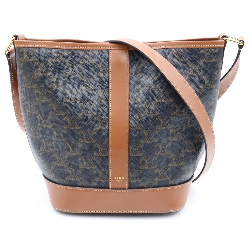 CELINE(セリーヌ) トリオンフ スモール バケット レザー ショルダーバッグ ブラウン 191442CAS04LU レディース