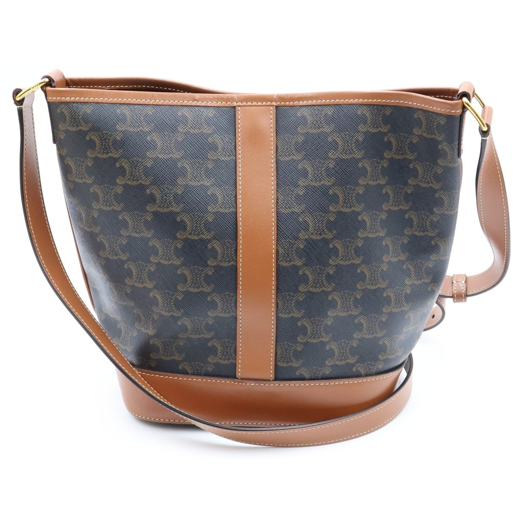 CELINE(セリーヌ) トリオンフ スモール バケット レザー ショルダーバッグ ブラウン 191442CAS04LU レディース