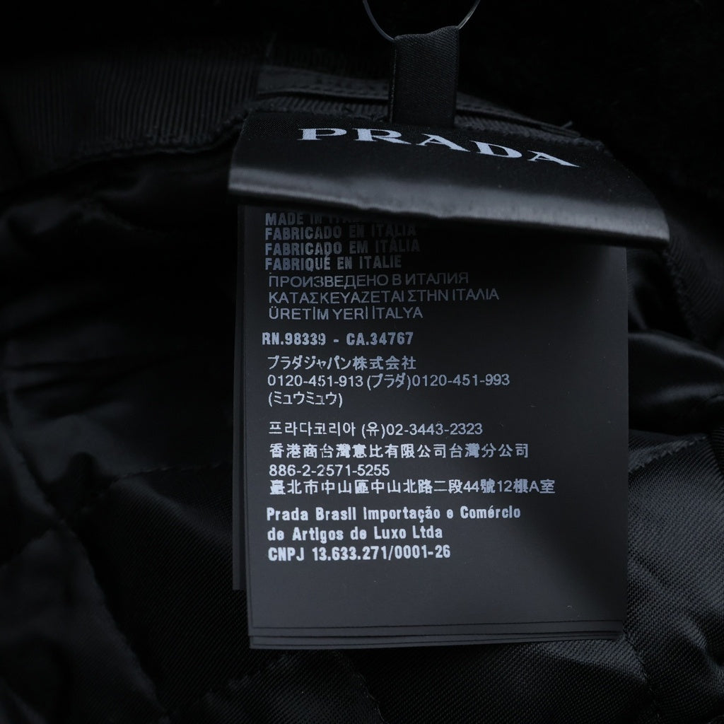 PRADA(プラダ) トライアングルロゴ シアリング バケットハット 帽子 シープスキン染ファー ブラック 2HC137 2EC9