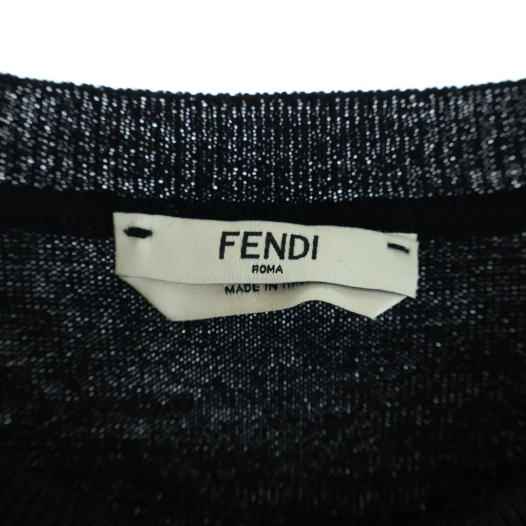 FENDI(フェンディ) フラワーモチーフニットカーディガン ブラック ウール レディース