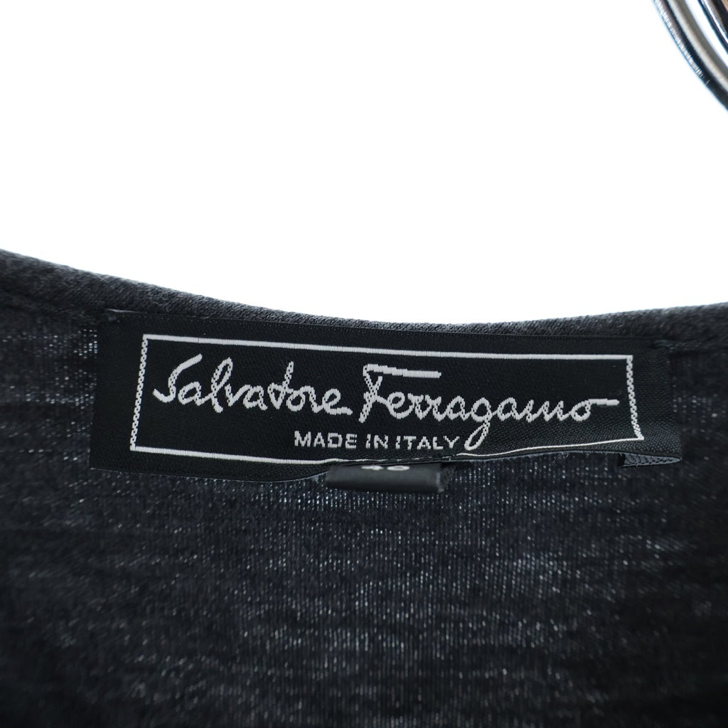 FERRAGAMO(フェラガモ) フレアワンピース 七分丈 グレー ウール×レザー FZC580 4P1 レディース