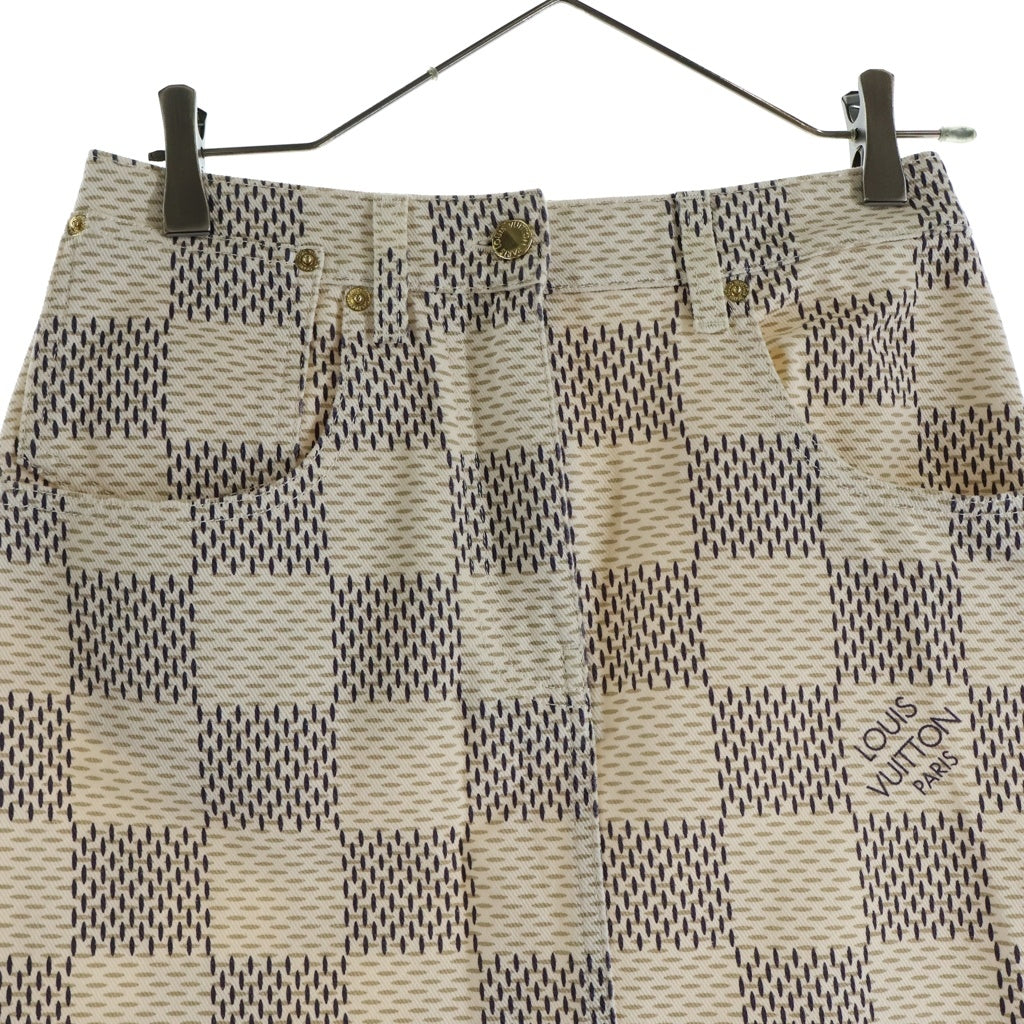 LOUIS VUITTON(ルイヴィトン) 22SS ダミエ 総柄スカート コットン ロゴ ホワイト RW221W KE3 FMSK20 レディース
