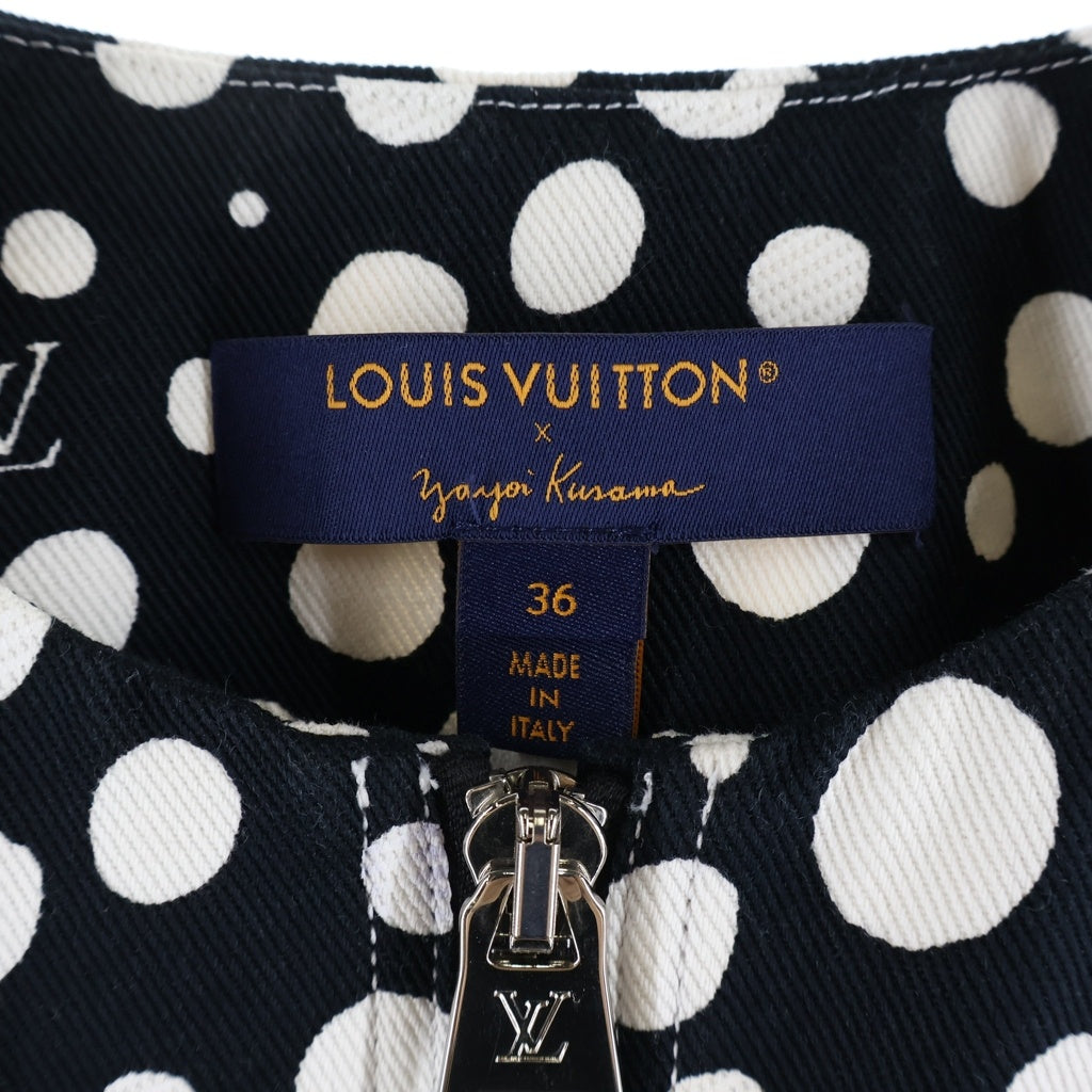 LOUIS VUITTON(ルイヴィトン) ×YK インフィニティドット ジップアップ ノーカラージャケット コットン ブラック/ホワイト RW231J U84 FOJA32 レディース