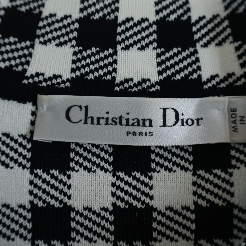 DIOR(ディオール) ギンガム チェック クロップドジャケット CDボタン レーヨン ナイロン ブラック/ホワイト254V53AM514 75164 レディース