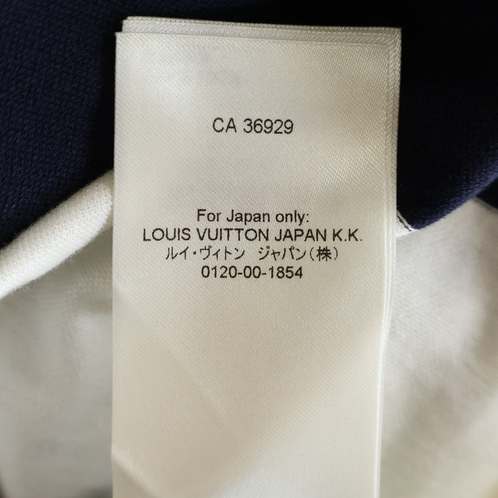 LOUIS VUITTON(ルイヴィトン) モノグラム ポケット付き 半袖ボーダーワンピース コットン チェーン装飾 ホワイト/ネイビー RW221J LO7 FMDR39 レディース