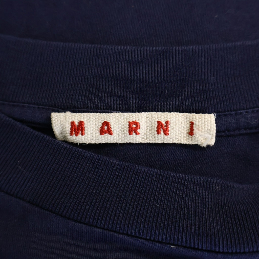MARNI(マルニ) 22AW LOGO L/S TEE 長袖ロゴTシャツ カットソー ロンT コットン ネイビー THJE0129PN レディース