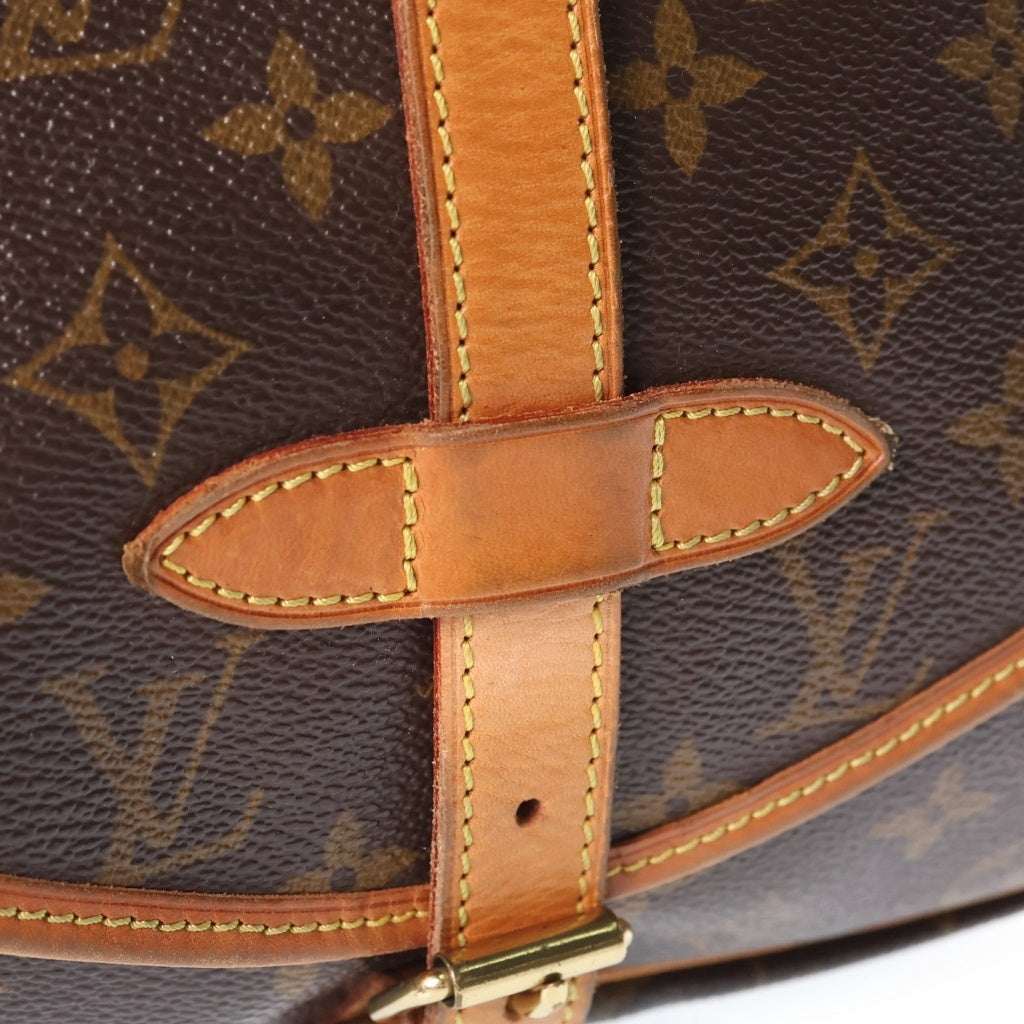 LOUIS VUITTON(ルイヴィトン) モノグラム ソミュール30 ショルダーバッグ ブラウン レザー×PVC M42256 ゴールド金具 レディース