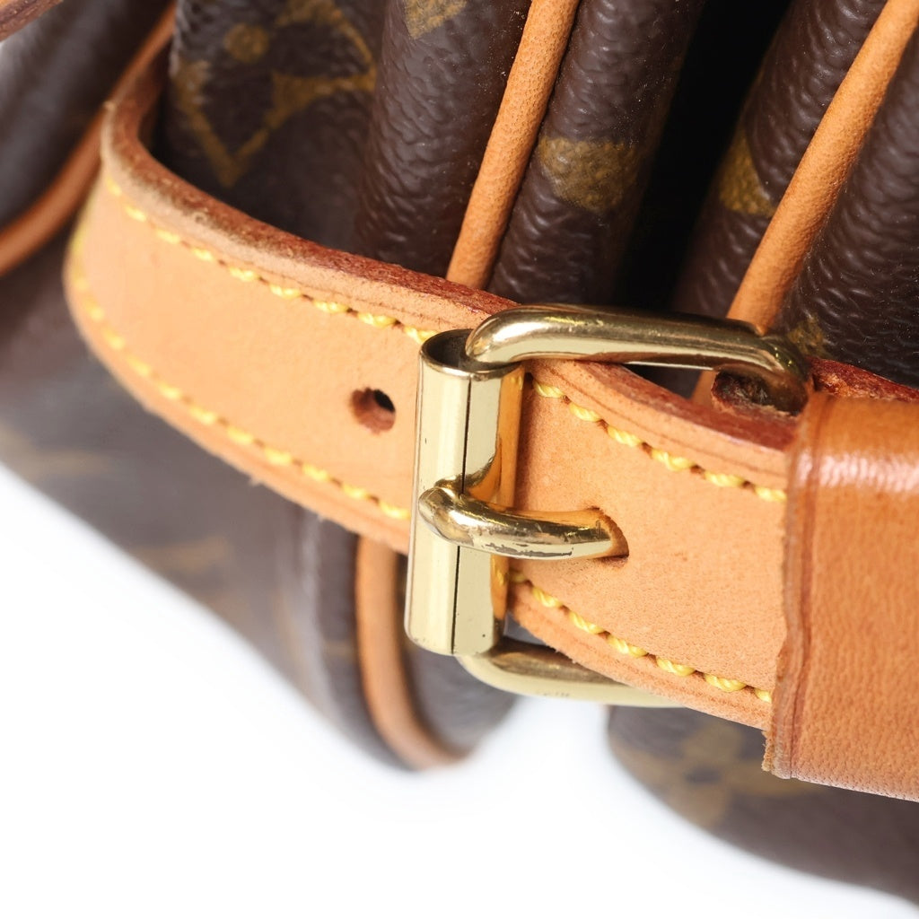 LOUIS VUITTON(ルイヴィトン) モノグラム ソミュール30 ショルダーバッグ ブラウン レザー×PVC M42256 ゴールド金具 レディース