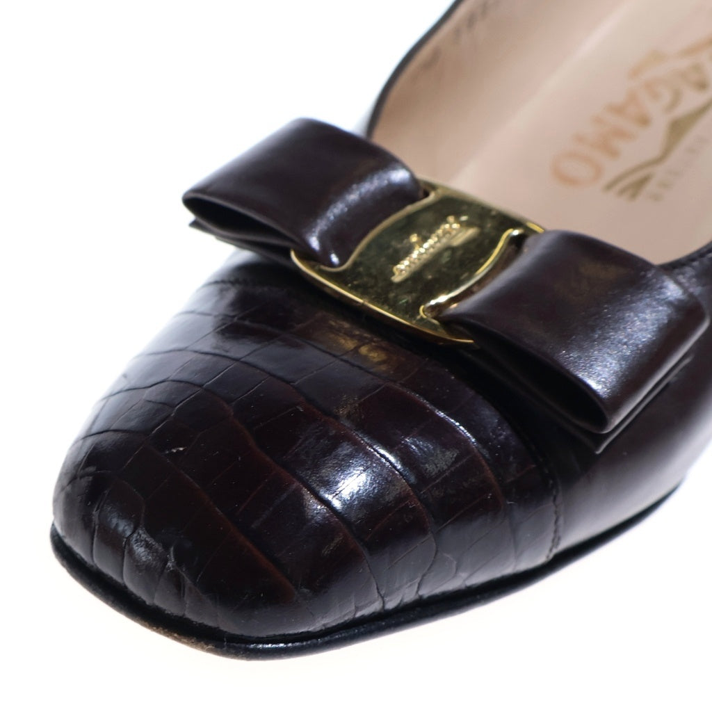 Salvatore Ferragamo(サルヴァトーレ フェラガモ) ヴァラ リボン ヒールパンプス ブラウン #6 1/2 レディース
