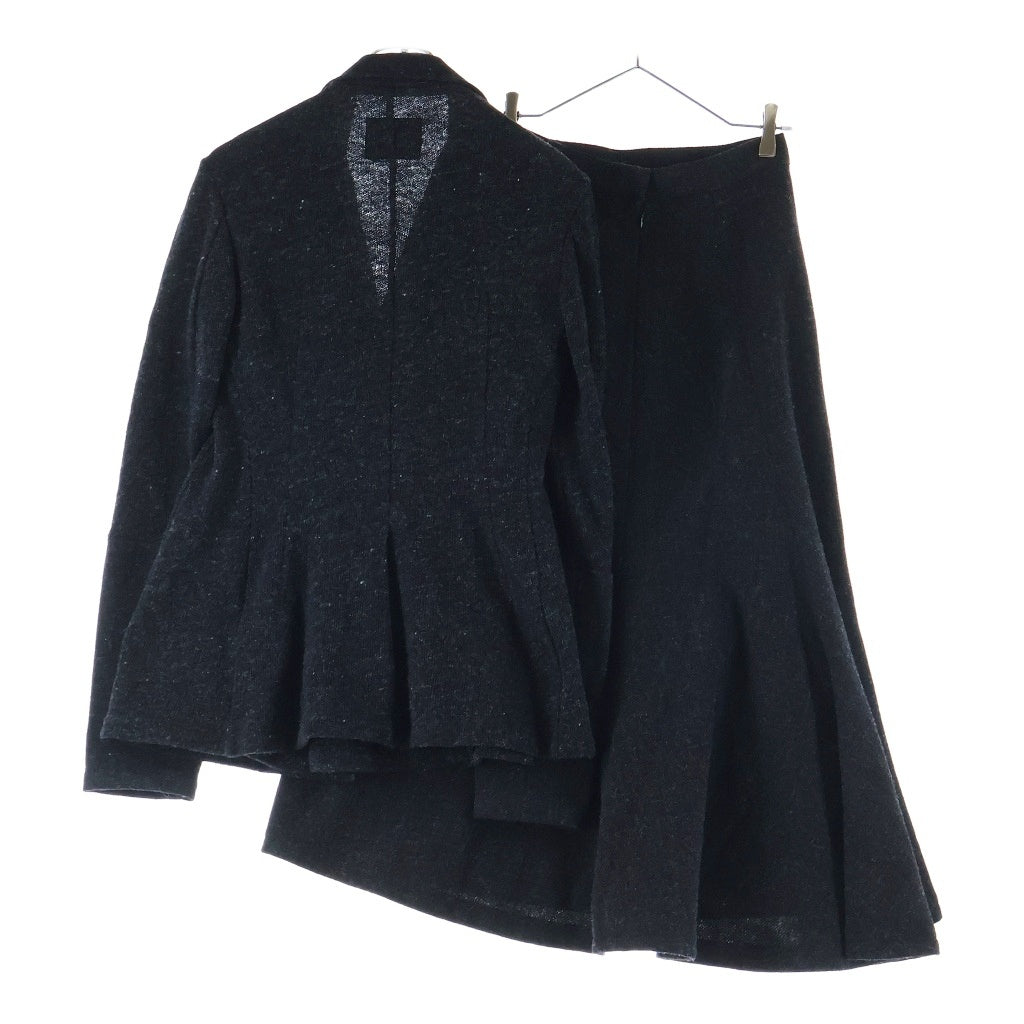 Yohji Yamamoto + NOIR(ヨウジヤマモトプリュスノアール) セットアップ ピークドラペル 3B ウールフェルトジャケット ロングスカート ブラック NV-J17-818 レディース