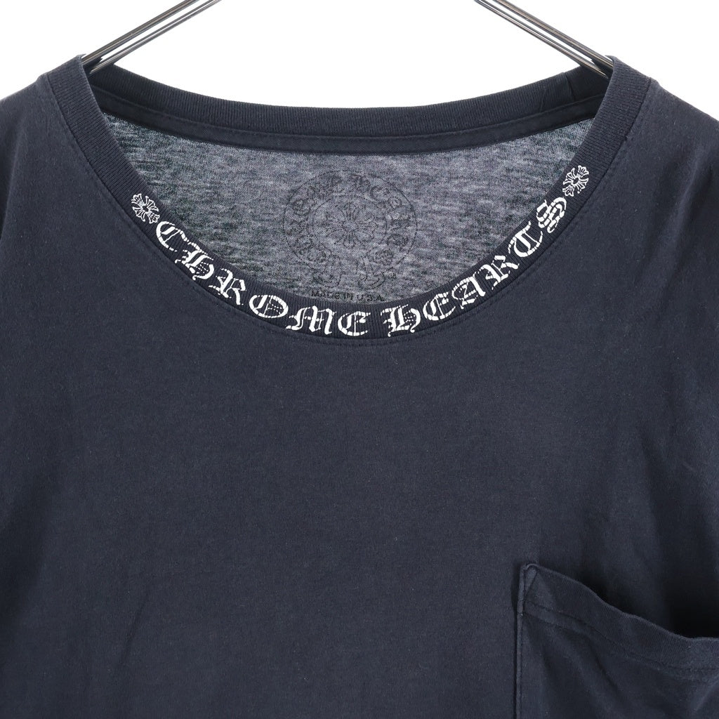 CHROME HEARTS(クロムハーツ) CH LS NECK LOGO ネックロゴプリント 袖ロゴ 長袖Tシャツ ロングスリーブカットソー ブラック