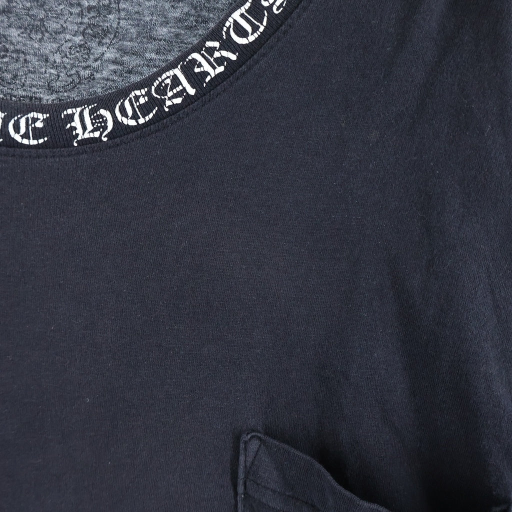 CHROME HEARTS(クロムハーツ) CH LS NECK LOGO ネックロゴプリント 袖ロゴ 長袖Tシャツ ロングスリーブカットソー ブラック