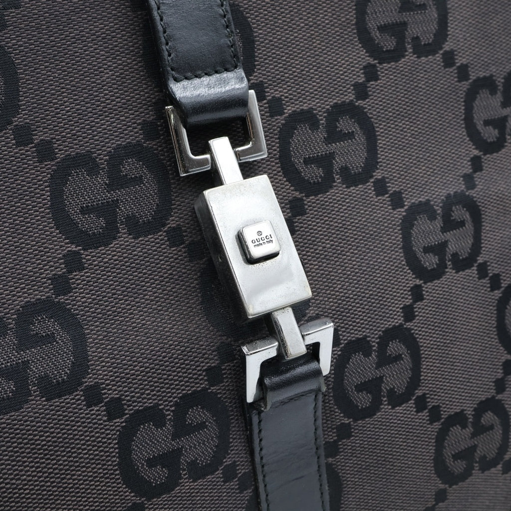 GUCCI(グッチ) ジャッキー トートバッグ GGキャンバス レザー ダークブラウン