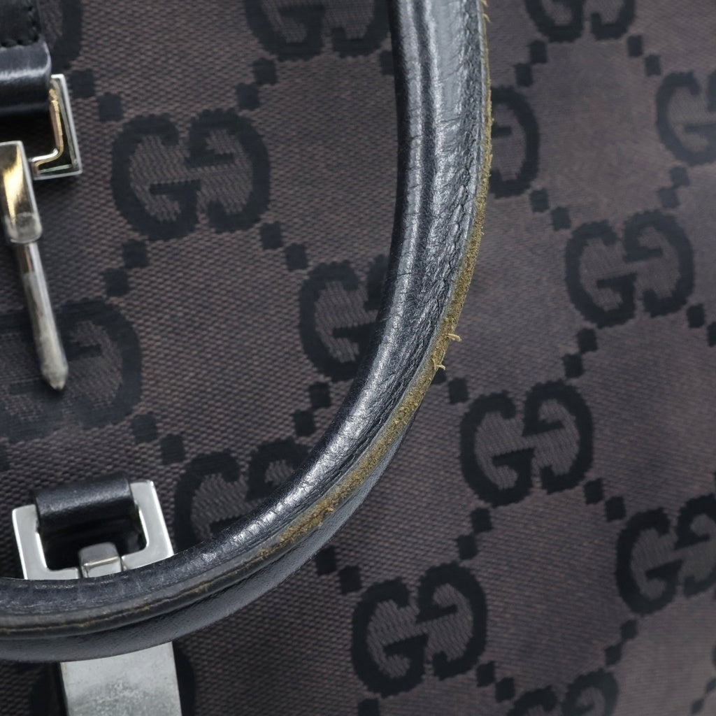 GUCCI(グッチ) ジャッキー トートバッグ GGキャンバス レザー ダークブラウン