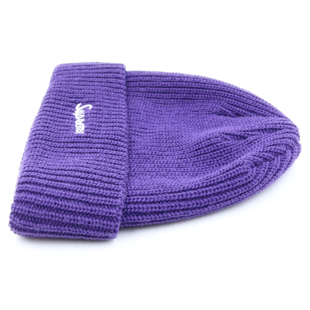 SUPREME(シュプリーム) ロゴ刺繍 ルーズゲージビーニー ニット帽 パープル