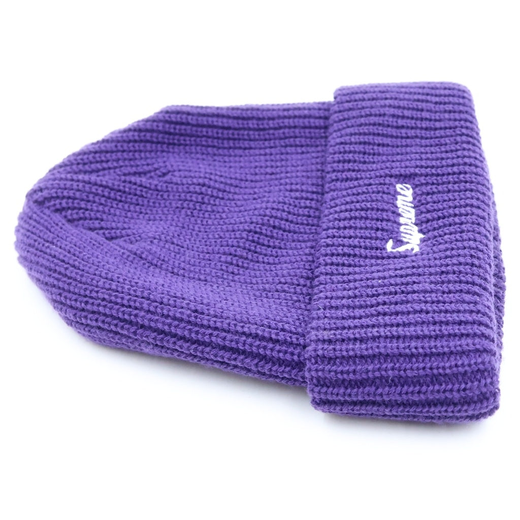 SUPREME(シュプリーム) ロゴ刺繍 ルーズゲージビーニー ニット帽 パープル