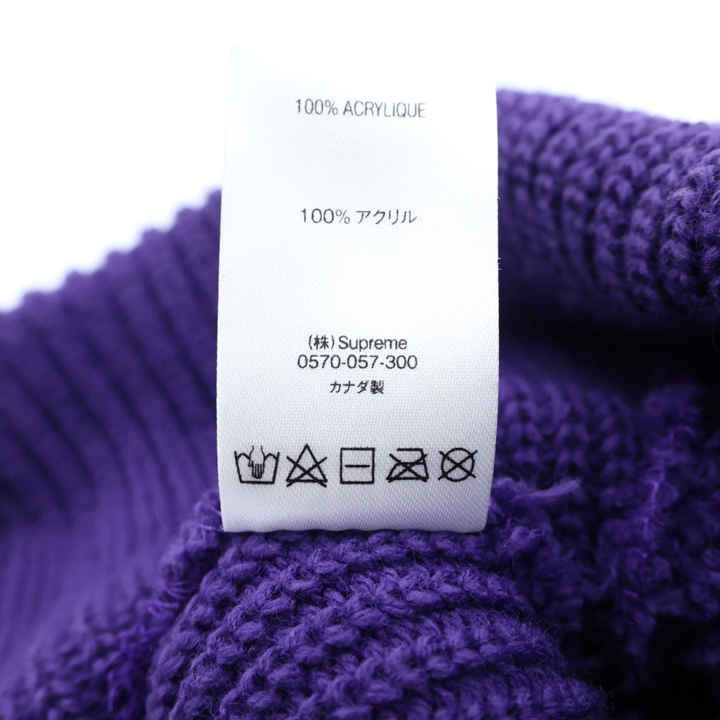 SUPREME(シュプリーム) ロゴ刺繍 ルーズゲージビーニー ニット帽 パープル