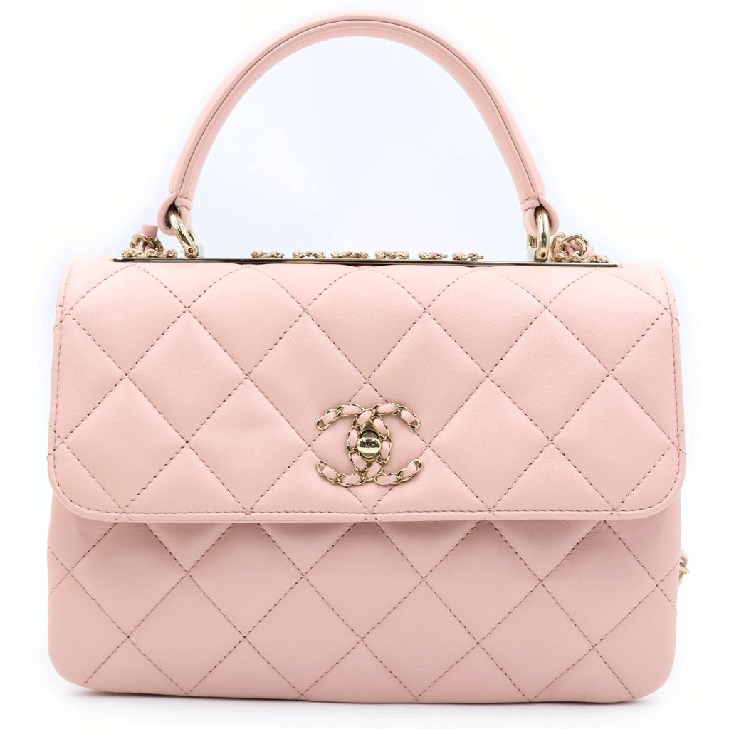 CHANEL(シャネル) トレンディCC マトラッセ ココマーク 2WAY チェーンショルダー ハンドバッグ ラムスキン ピンク レディース