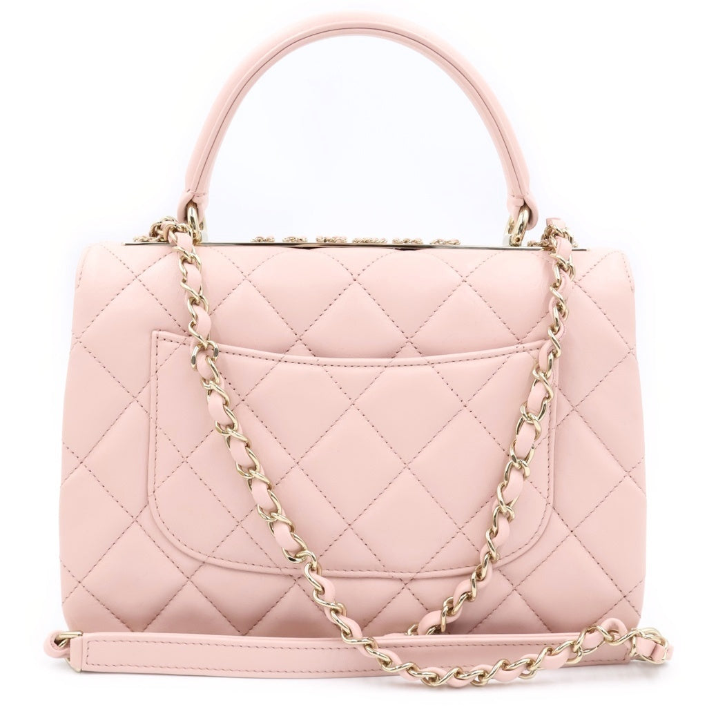 CHANEL(シャネル) トレンディCC マトラッセ ココマーク 2WAY チェーンショルダー ハンドバッグ ラムスキン ピンク レディース