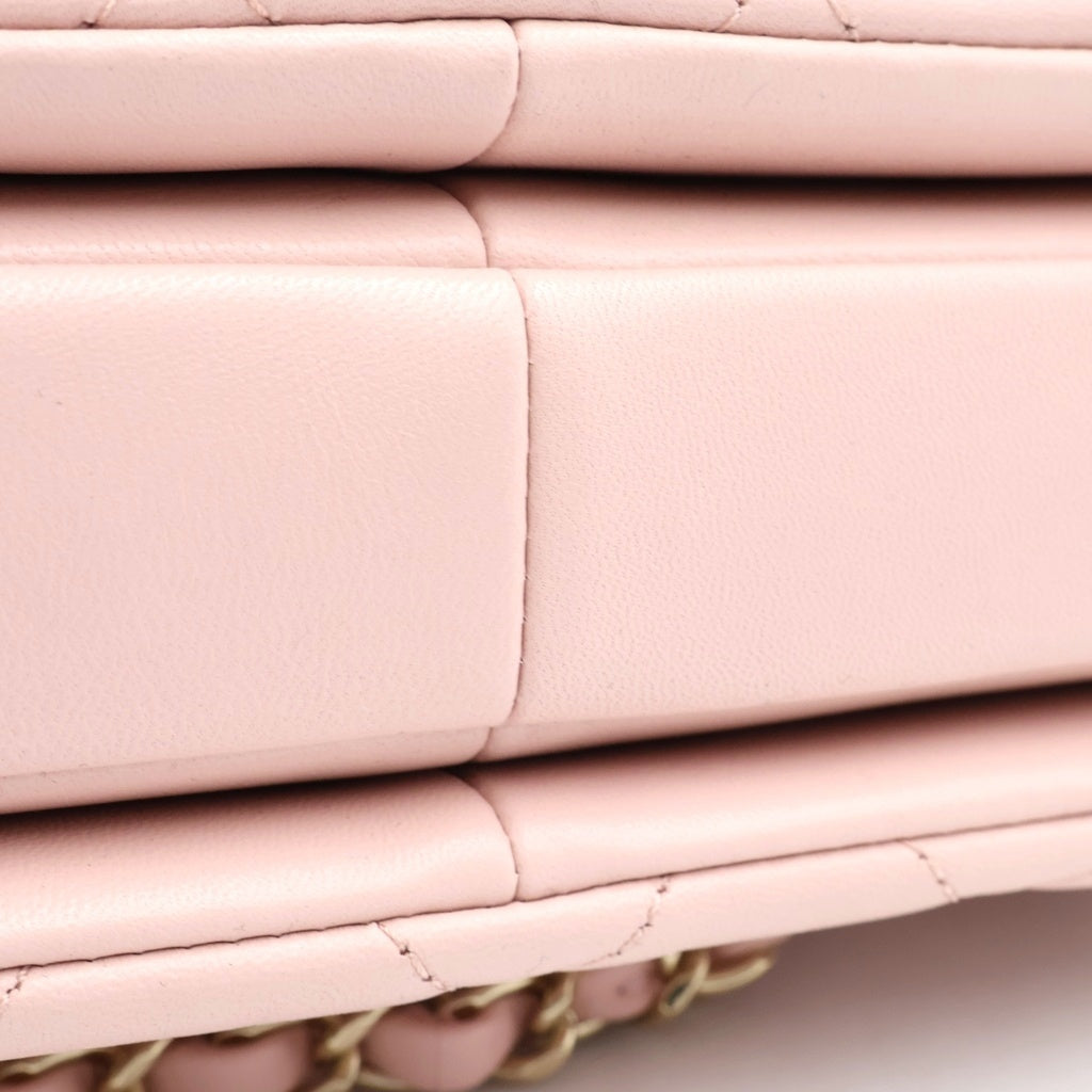 CHANEL(シャネル) トレンディCC マトラッセ ココマーク 2WAY チェーンショルダー ハンドバッグ ラムスキン ピンク レディース