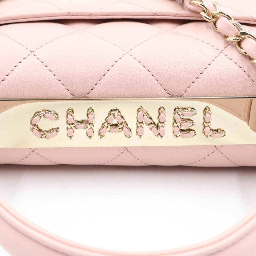 CHANEL(シャネル) トレンディCC マトラッセ ココマーク 2WAY チェーンショルダー ハンドバッグ ラムスキン ピンク レディース