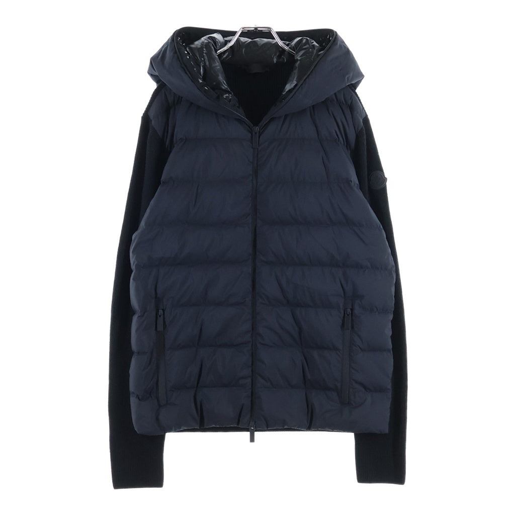 MONCLER(モンクレール) 21AW ラバーワッペンロゴ ニット切り替え ジップアップ ダウンジャケット ブラック G20919B00007 M1131