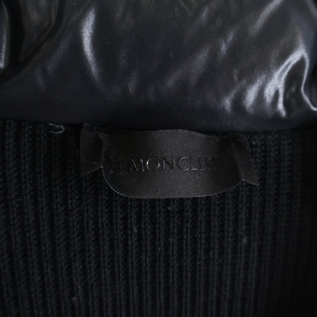 MONCLER(モンクレール) 21AW ラバーワッペンロゴ ニット切り替え ジップアップ ダウンジャケット ブラック G20919B00007 M1131