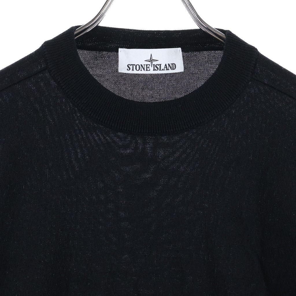 STONE ISLAND(ストーンアイランド) ロゴパッチ クルーネック プルオーバー 長袖ニット セーター ブラック K2S155100071S00C4