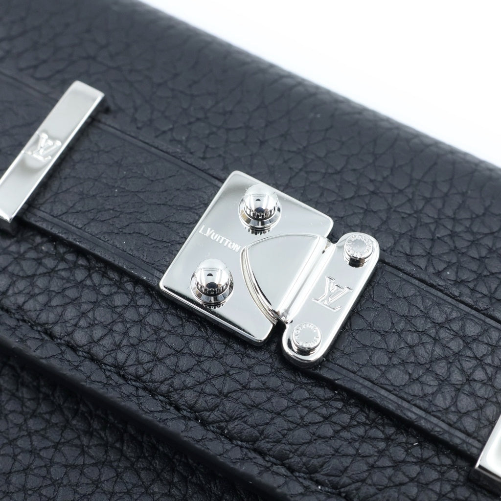 LOUIS VUITTON(ルイヴィトン) ジョルジュ・ウォレット 三つ折り財布 コインケース ブラック レザー M25965 シルバー金具 レディース