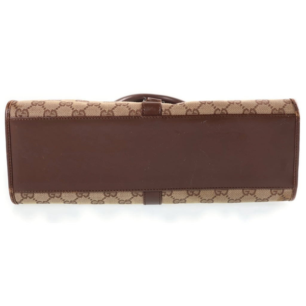 GUCCI(グッチ) ジャッキー GGキャンバス ハンドバッグ ベージュ×ブラウン レザー×キャンバス 01719 2123 ゴールド金具 レディース