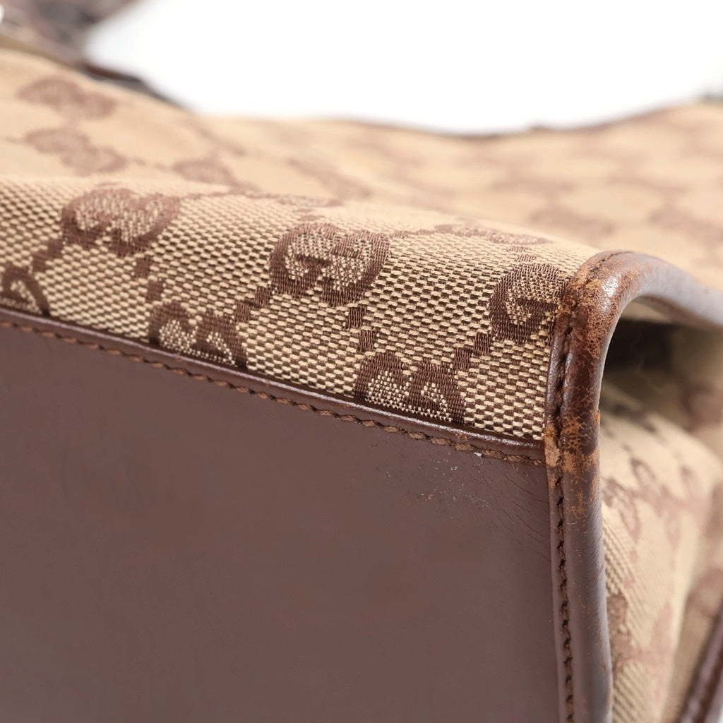 GUCCI(グッチ) ジャッキー GGキャンバス ハンドバッグ ベージュ×ブラウン レザー×キャンバス 01719 2123 ゴールド金具 レディース