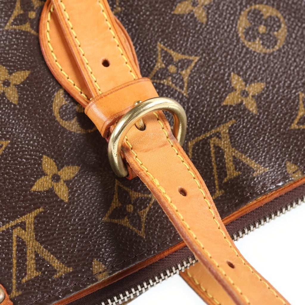 LOUIS VUITTON(ルイヴィトン) モノグラム ポパンクール・オ ハンドバッグ ミニトートバッグ ブラウン レザー×PVC M40007 ゴールド金具 レディース