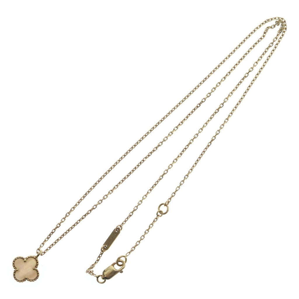 Van Cleef & Arpels(ヴァンクリーフアンドアーペル) スィートアルハンブラ シェル ネックレス ペンダント チェーン ホワイト×イエローゴールド 750YG レディース
