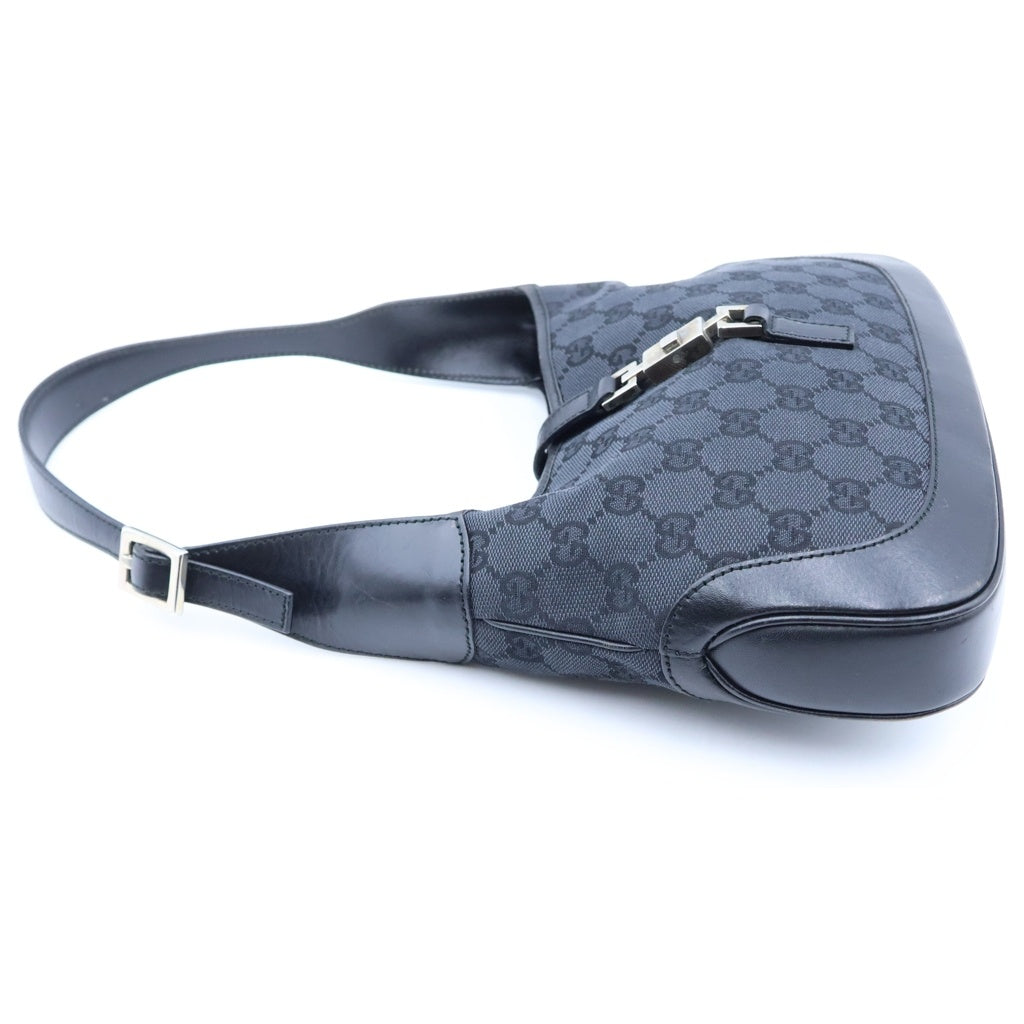 GUCCI(グッチ) GGキャンバス ジャッキー ワンショルダーミニバッグ ハンドバッグ ブラック レザー×キャンバス 0013735 シルバー金具 レディース