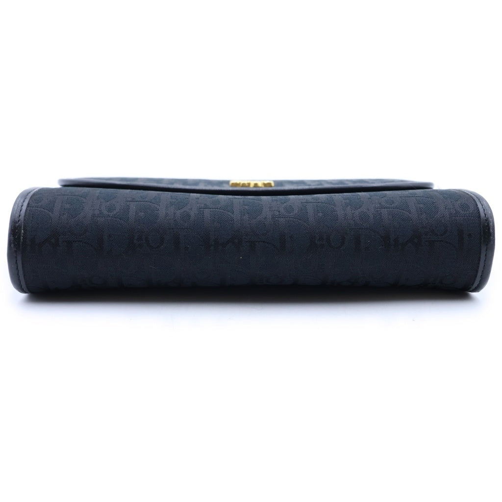 Christian Dior(クリスチャンディオール) ヴィンテージ トロッター チェーンショルダーバッグ ブラック キャンバス×レザー ゴールド金具 レディース