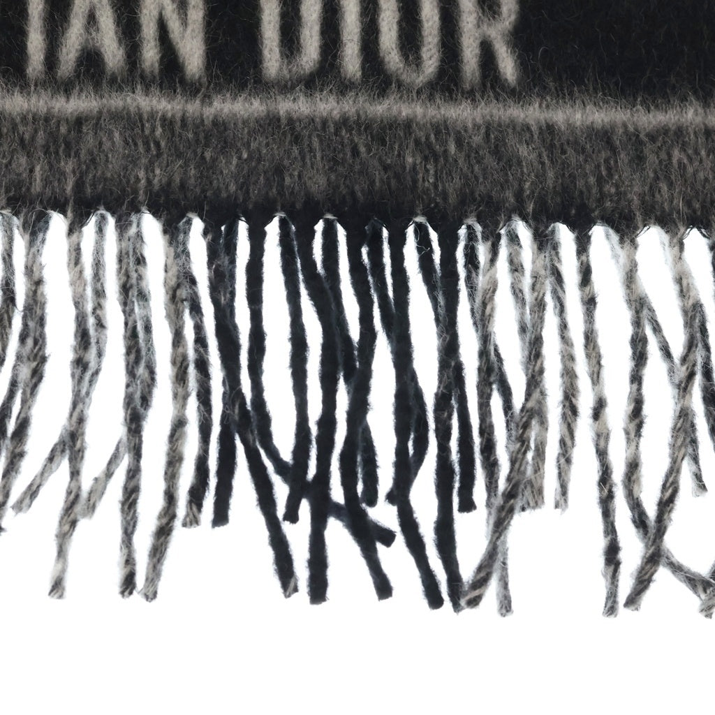 Christian Dior(クリスチャンディオール) チェック柄 マフラー ブラック/グレー ウール 大判ストール 95CHE200l100 レディース