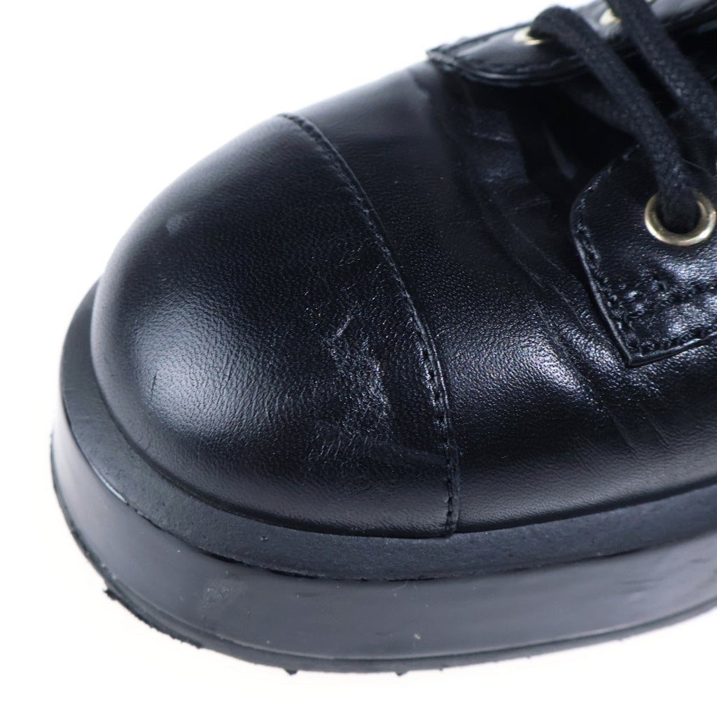 CHANEL(シャネル) LACE-UP COMBAT BOOTS レースアップ コンバットブーツ ココマーク マトラッセ レザー ブラック G38863 レディース