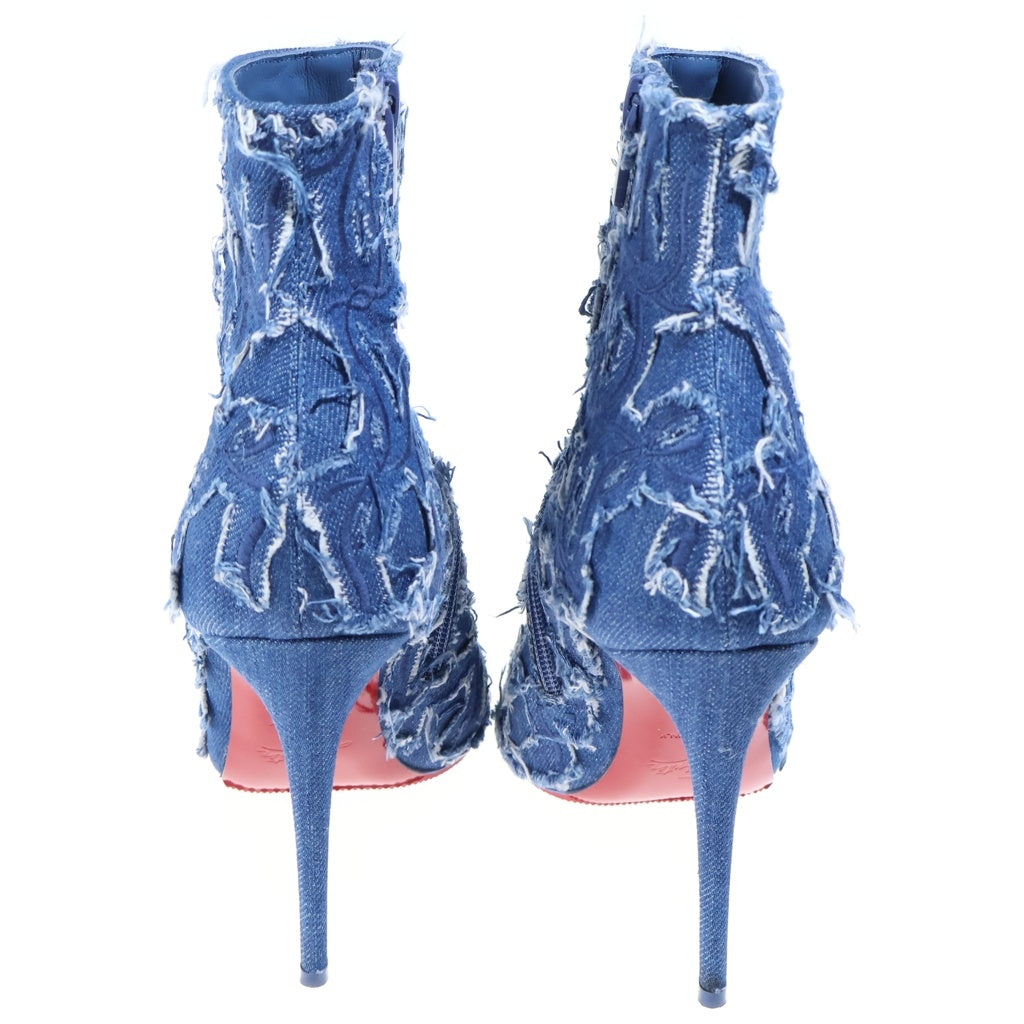 CHRISTIAN LOUBOUTIN(クリスチャンルブタン) So Kate 100 Denim Ankle Boots デニムアンクルブーツ ピンヒール ロゴ フリンジ ブルー レディース