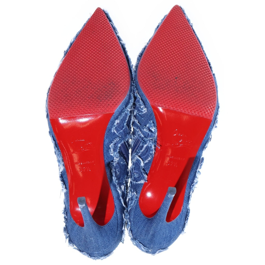 CHRISTIAN LOUBOUTIN(クリスチャンルブタン) So Kate 100 Denim Ankle Boots デニムアンクルブーツ ピンヒール ロゴ フリンジ ブルー レディース