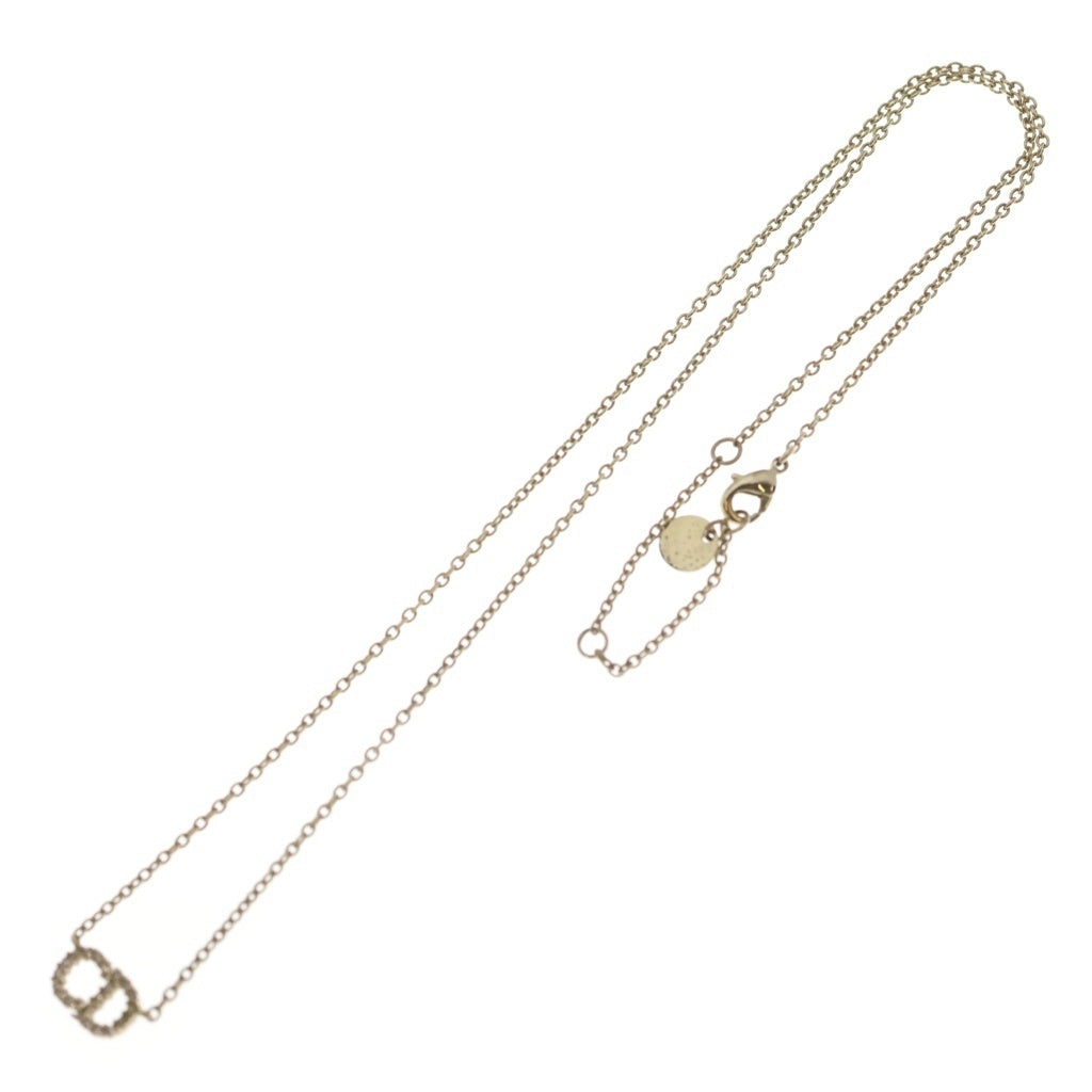DIOR(ディオール) CDロゴ ネックレス ラインストーン メッキ ゴールド レディース