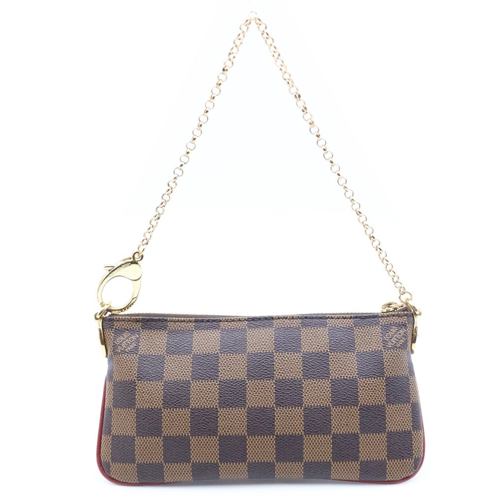 LOUIS VUITTON(ルイヴィトン) ダミエエベヌ ポシェットミラ チェーンポシェット ミニハンドバッグ ポーチ ブラウン レザー×PVC N63091 ゴールド金具 レディース