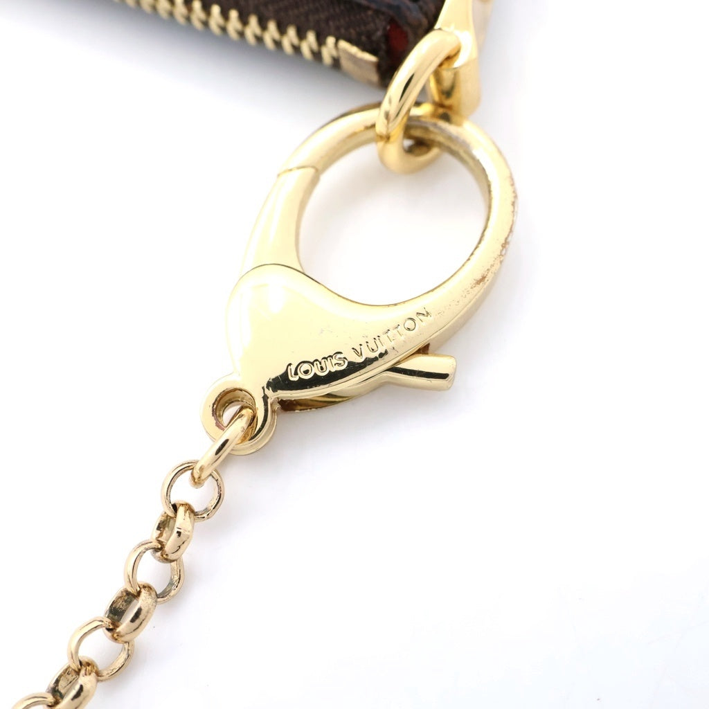 LOUIS VUITTON(ルイヴィトン) ダミエエベヌ ポシェットミラ チェーンポシェット ミニハンドバッグ ポーチ ブラウン レザー×PVC N63091 ゴールド金具 レディース