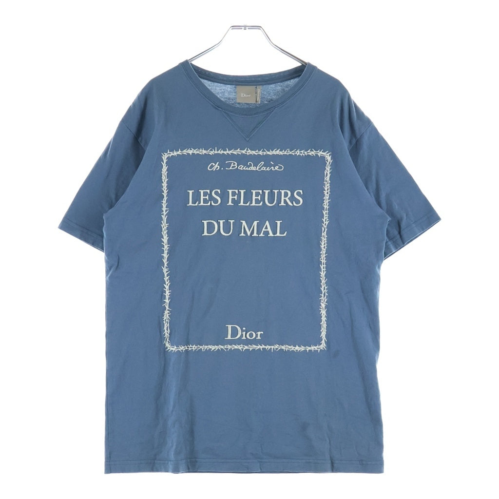 DIOR(ディオール) 26SS Book Cover S/S Tee ブックカバー刺繍 半袖Tシャツ カットソー ロゴ コットン ブルー 683J610A0677 レディース