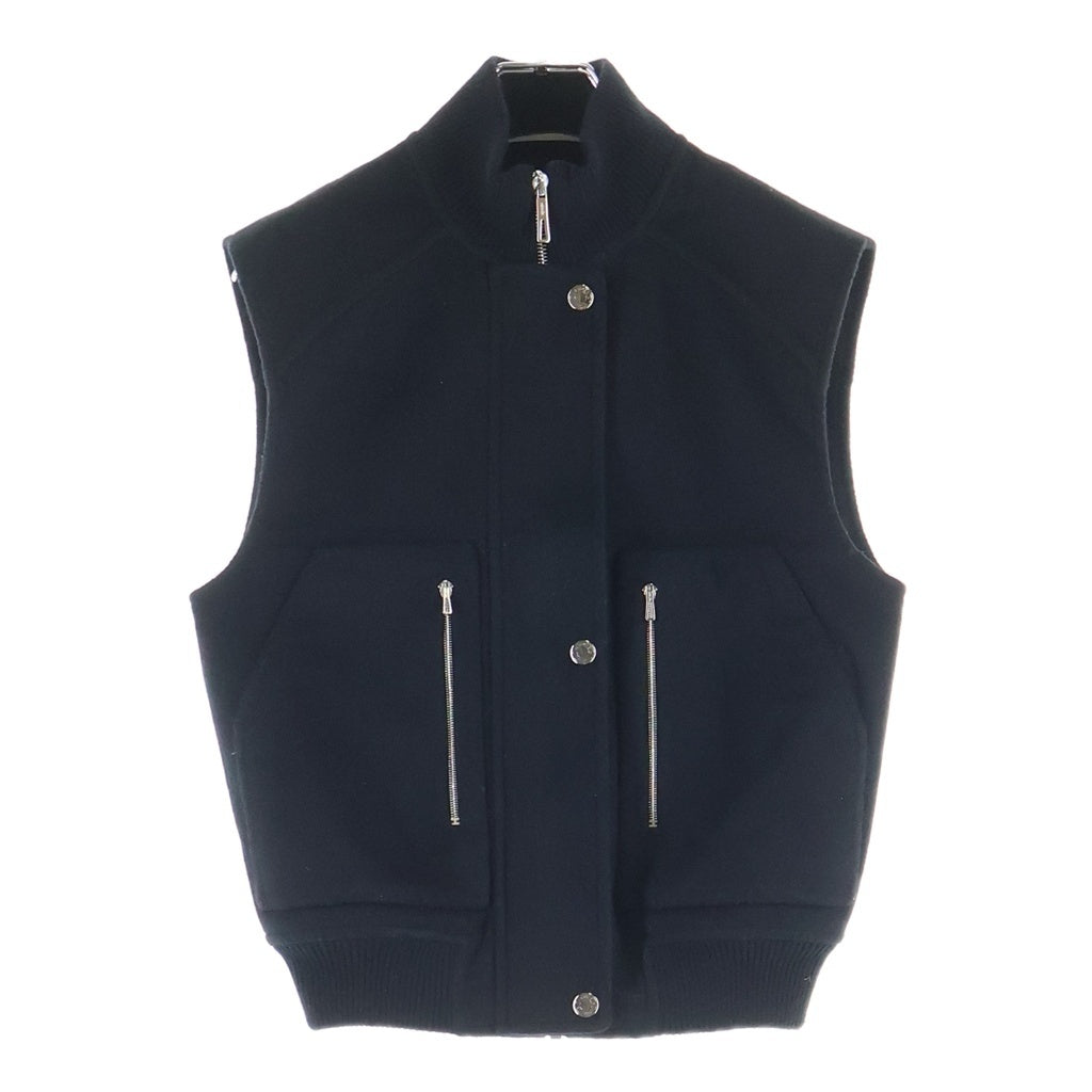 HERMES(エルメス) 25AW Sleeveless bomber jacket ノースリーブ カシミヤボンバージャケット ベスト セリエボタン ブラック 5H0249DA レディース
