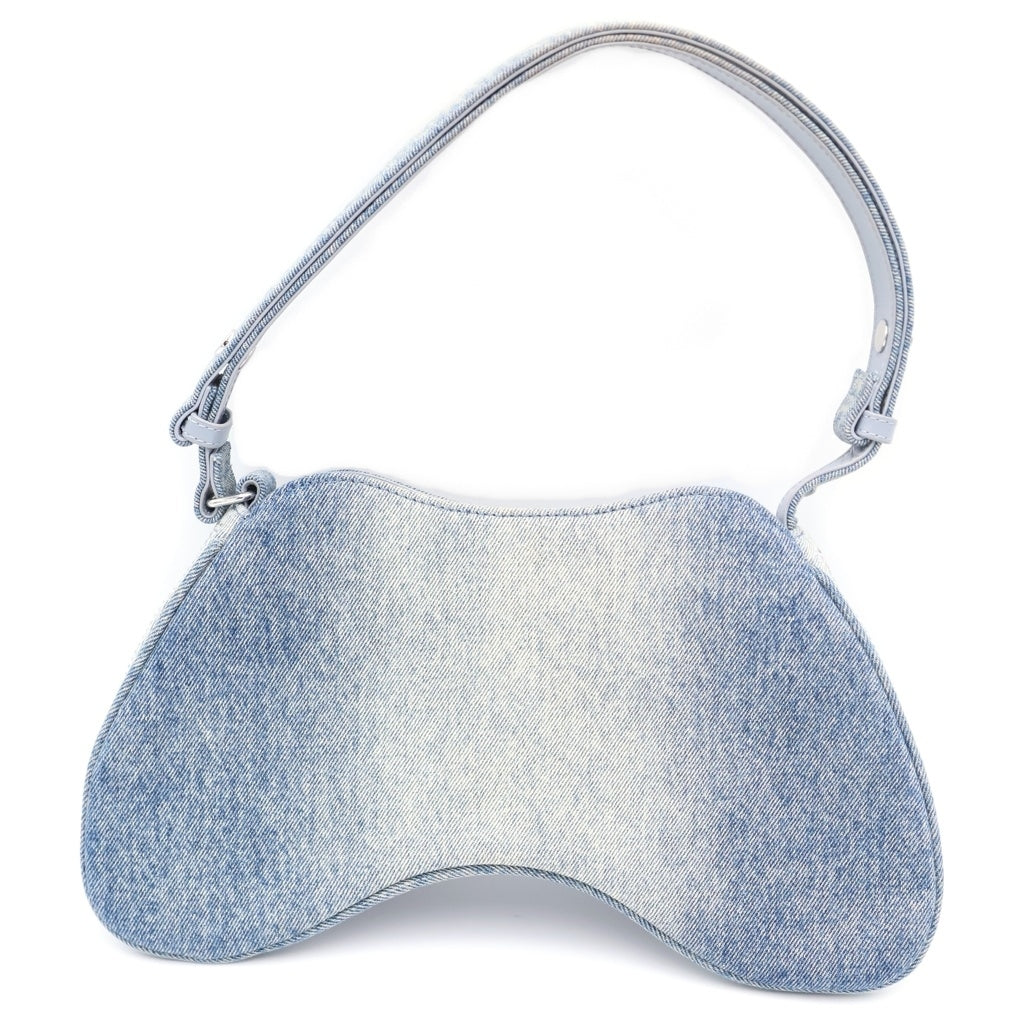 DIESEL(ディーゼル) PLAY PLAY SHOULDER BAG メタリックロゴデニムショルダーバッグ ブルー レディース