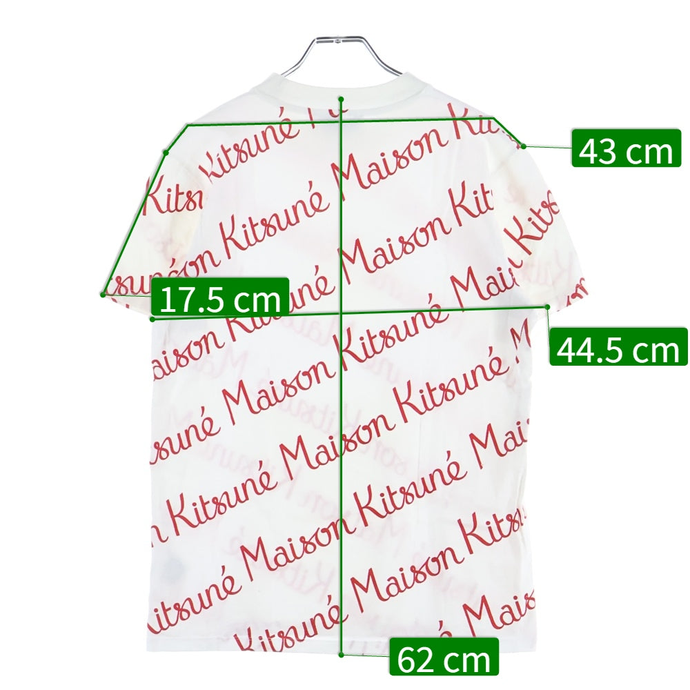 MAISON KITSUNE(メゾンキツネ) 総柄 ロゴプリント 半袖Tシャツ カットソー ホワイト FW17M725