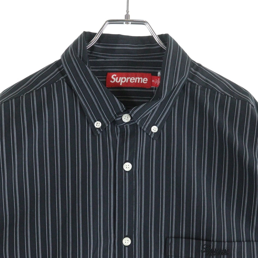 SUPREME(シュプリーム) 25AW Pinstripe Shirt ピンストライプ柄 長袖シャツ ネイビー