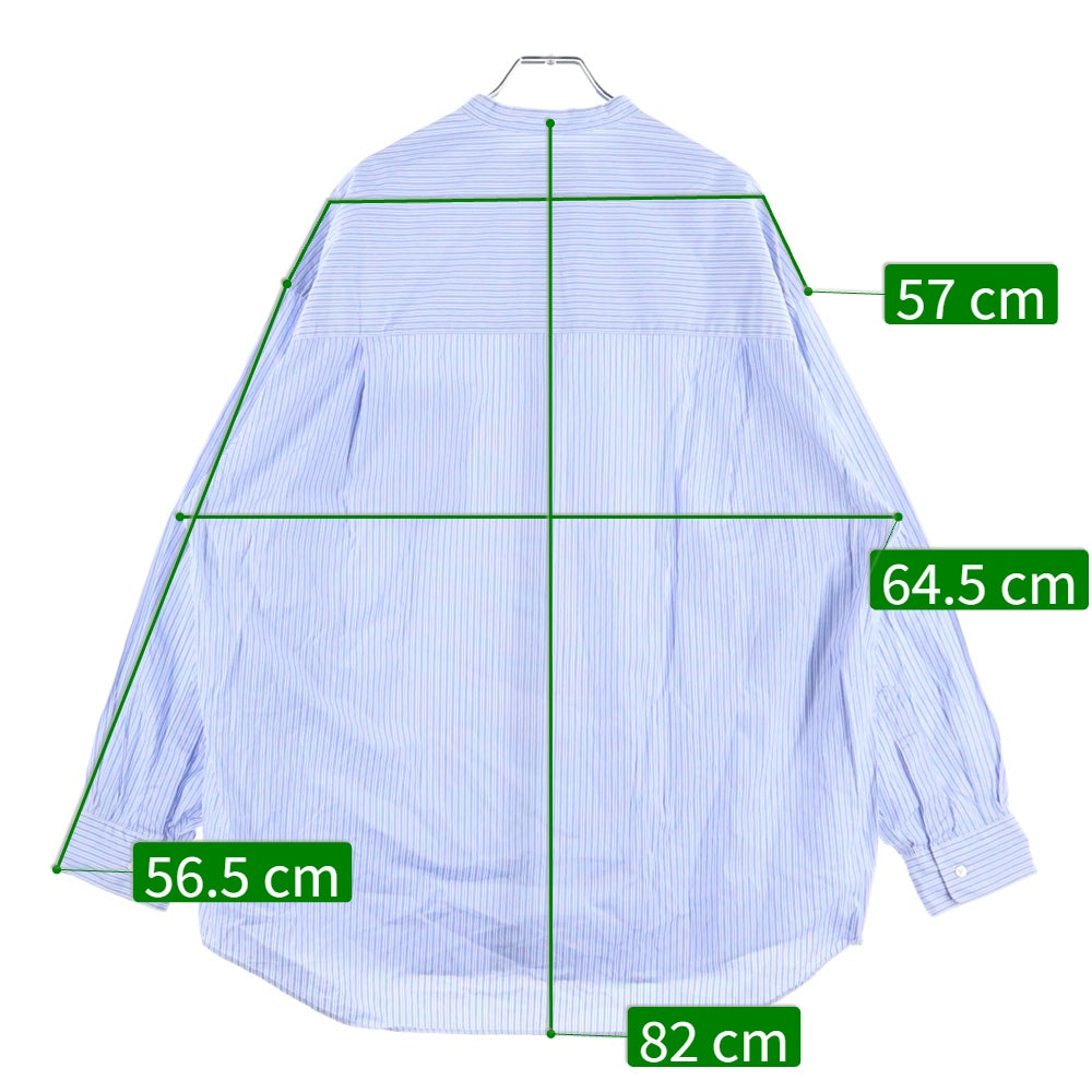 Graphpaper(グラフペーパー) ×SOKTAS ×ソクタス ストライプ バンドカラー ロングスリーブシャツ ブルー GM234-50105